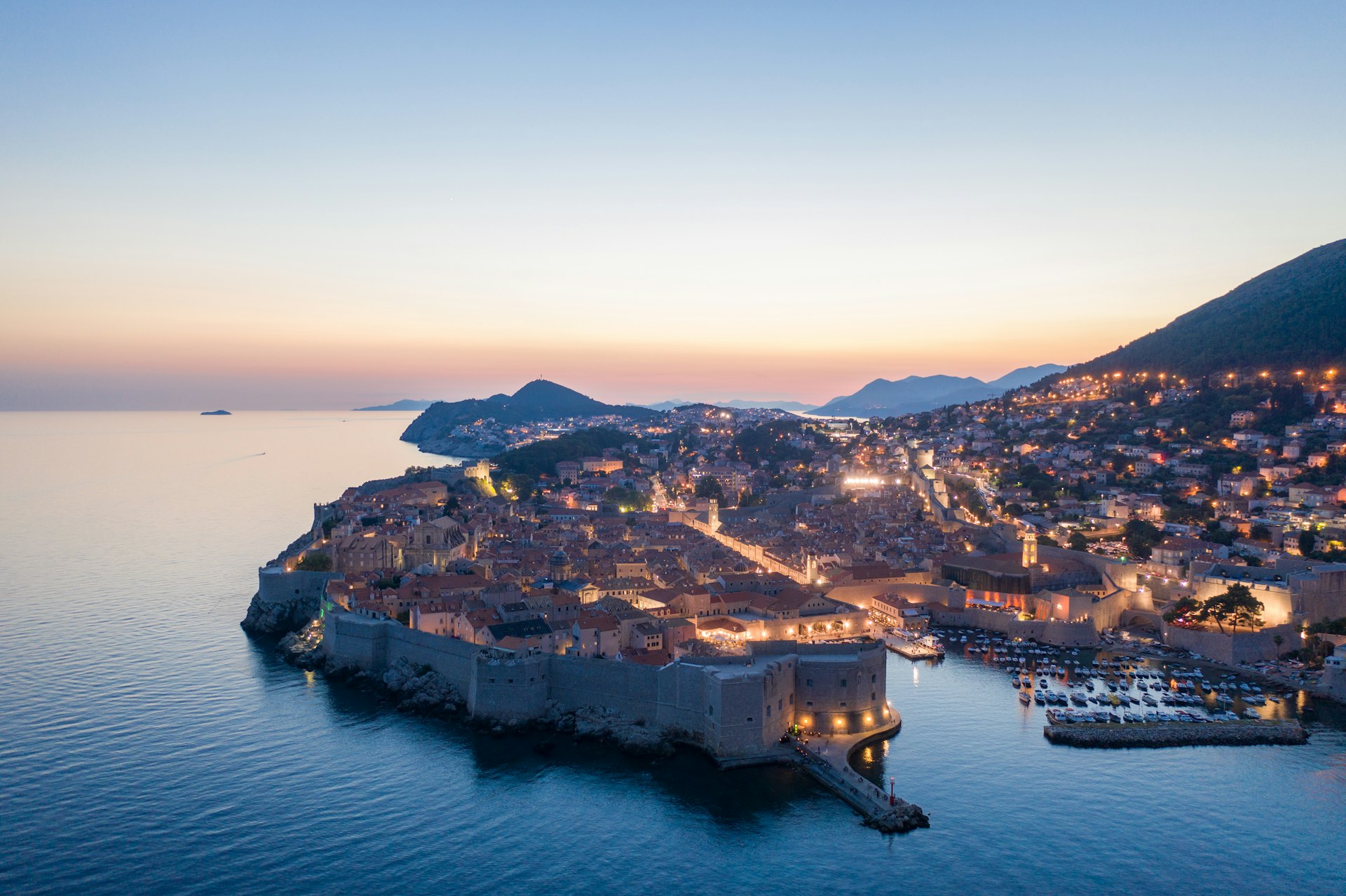 Dubrovnik aerial sunset